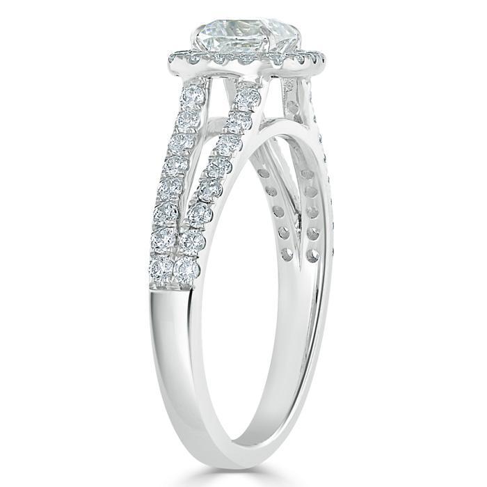 The Olivia — Cushion Lab Diamond Split-Shank Halo Engagement Ring