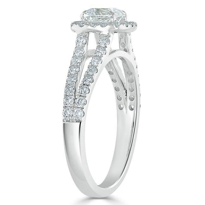 The Olivia — Cushion Lab Diamond Split-Shank Halo Engagement Ring