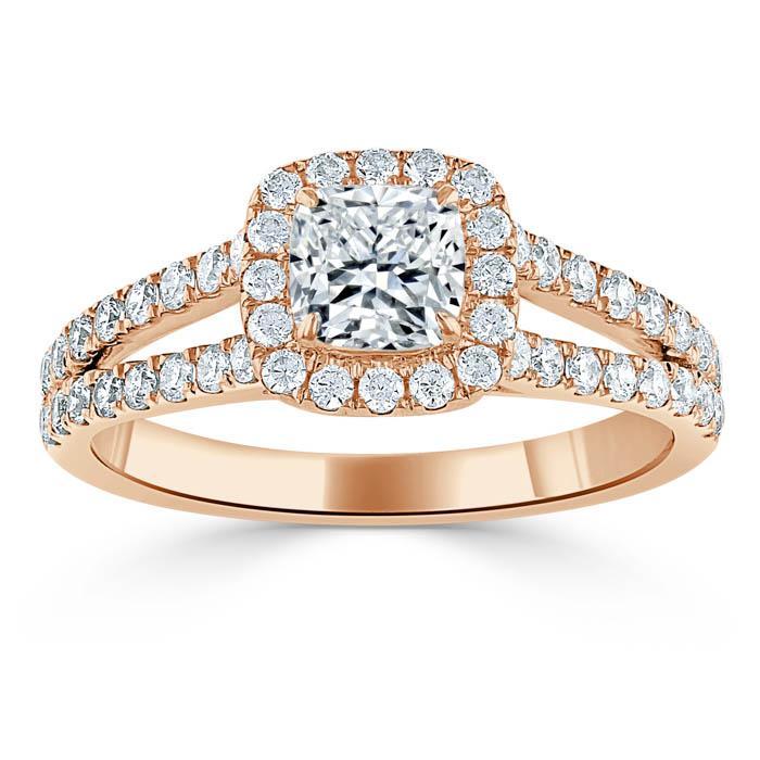 The Olivia — Cushion Lab Diamond Split-Shank Halo Engagement Ring