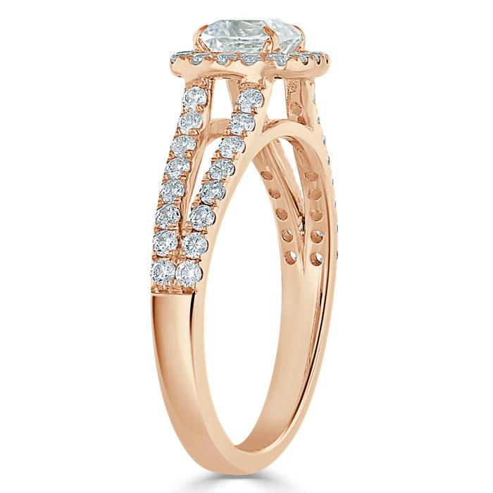 The Olivia — Cushion Lab Diamond Split-Shank Halo Engagement Ring