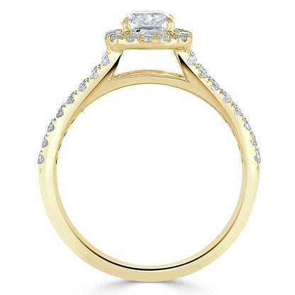 The Olivia — Cushion Lab Diamond Split-Shank Halo Engagement Ring