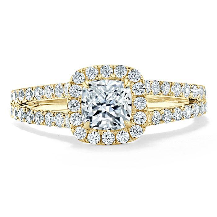 The Olivia — Cushion Lab Diamond Split-Shank Halo Engagement Ring