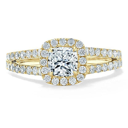 The Olivia — Cushion Lab Diamond Split-Shank Halo Engagement Ring