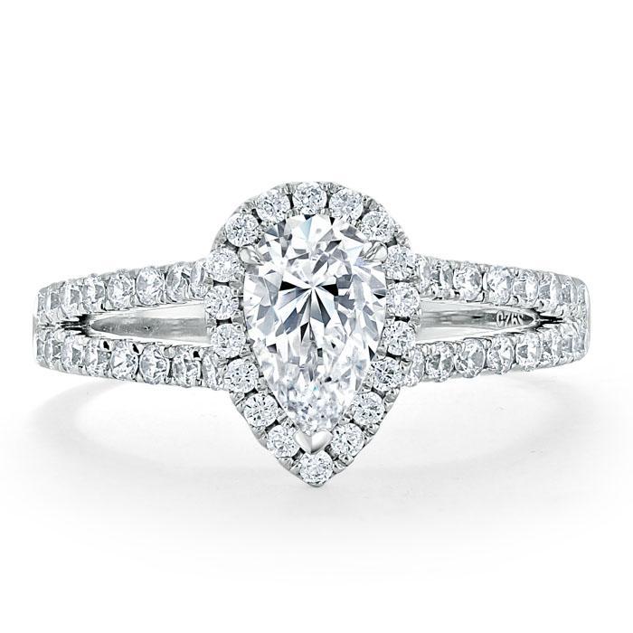 The Olivia — Pear Lab Diamond Split-Shank Halo Engagement Ring