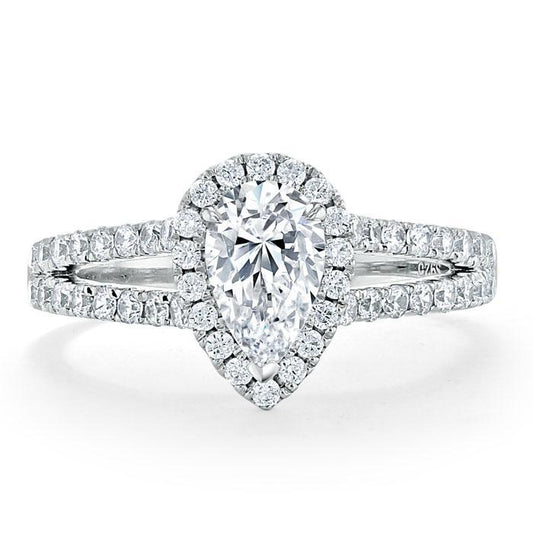 The Olivia — Pear Lab Diamond Split-Shank Halo Engagement Ring