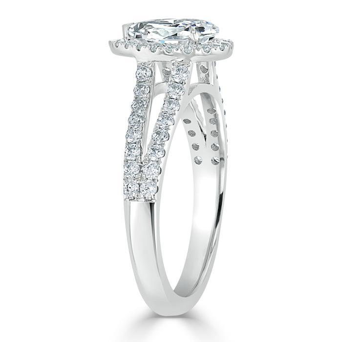 The Olivia — Pear Lab Diamond Split-Shank Halo Engagement Ring
