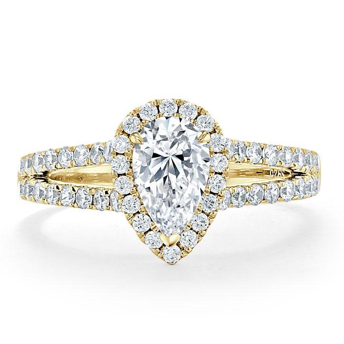 The Olivia — Pear Lab Diamond Split-Shank Halo Engagement Ring