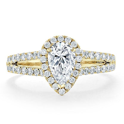 The Olivia — Pear Lab Diamond Split-Shank Halo Engagement Ring