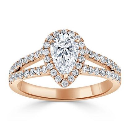 The Olivia — Pear Lab Diamond Split-Shank Halo Engagement Ring