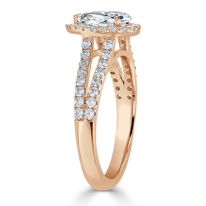 The Olivia — Pear Lab Diamond Split-Shank Halo Engagement Ring