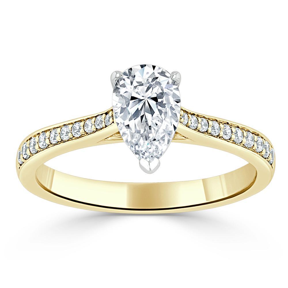 The Rose — Pear Lab Diamond Solitaire Engagement Ring V