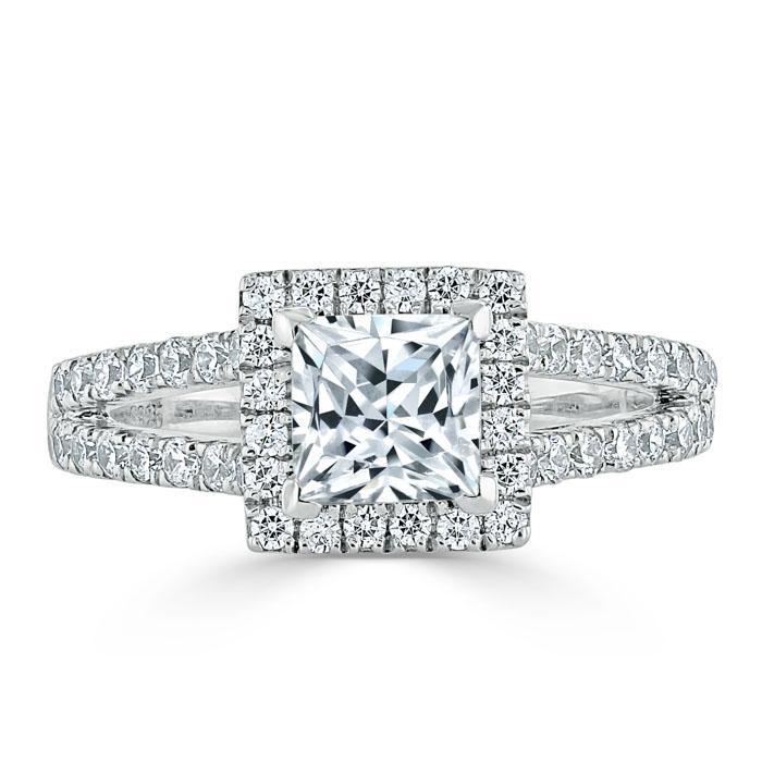 The Olivia — Princess Lab Diamond Split-Shank Halo Engagement Ring II