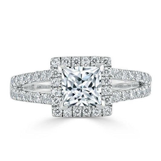 The Olivia — Princess Lab Diamond Split-Shank Halo Engagement Ring II