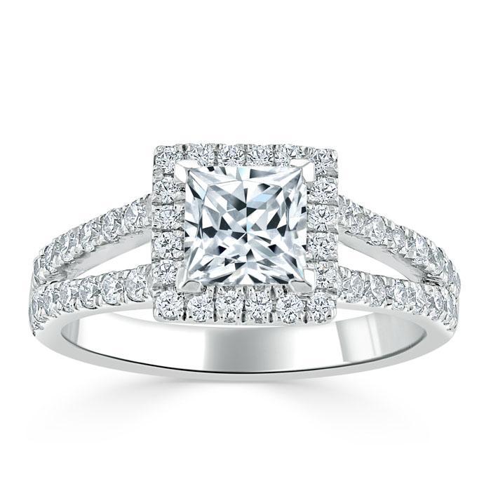 The Olivia — Princess Lab Diamond Split-Shank Halo Engagement Ring II