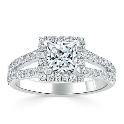 The Olivia — Princess Lab Diamond Split-Shank Halo Engagement Ring II
