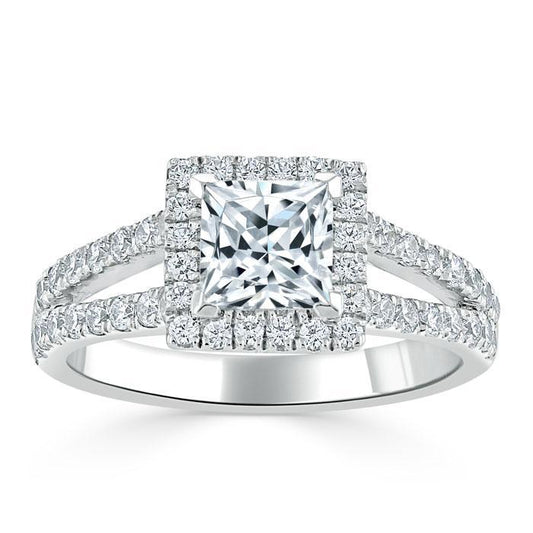 The Olivia — Princess Lab Diamond Split-Shank Halo Engagement Ring II