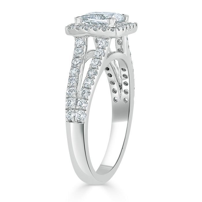 The Olivia — Princess Lab Diamond Split-Shank Halo Engagement Ring II