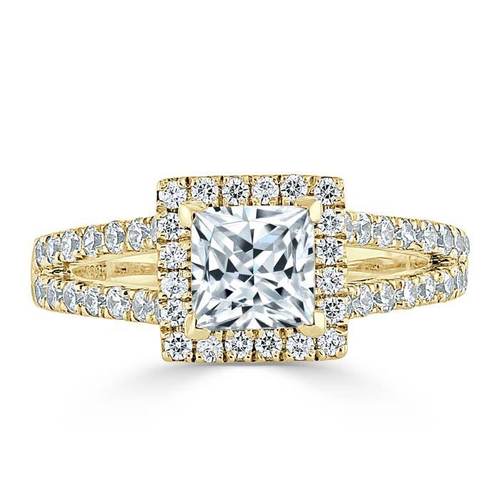 The Olivia — Princess Lab Diamond Split-Shank Halo Engagement Ring II