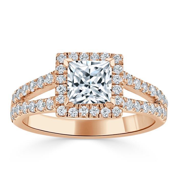 The Olivia — Princess Lab Diamond Split-Shank Halo Engagement Ring II