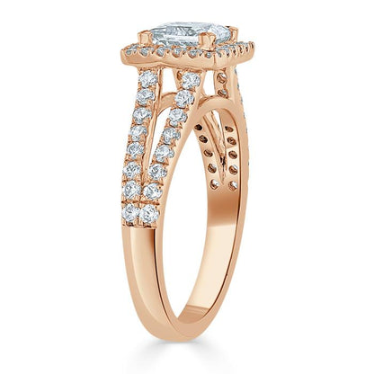 The Olivia — Princess Lab Diamond Split-Shank Halo Engagement Ring II