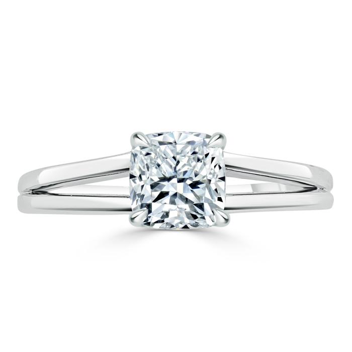 The Olivia — Cushion Lab Diamond Split-Shank Solitaire Engagement Ring II