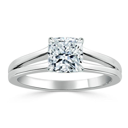 The Olivia — Cushion Lab Diamond Split-Shank Solitaire Engagement Ring II