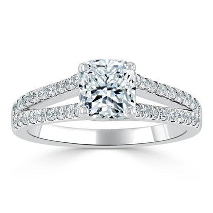 The Olivia — Cushion Lab Diamond Split-Shank Solitaire Engagement Ring