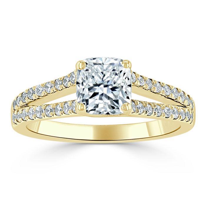 The Olivia — Cushion Lab Diamond Split-Shank Solitaire Engagement Ring