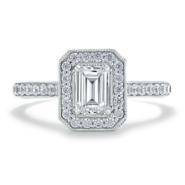The Aurora — Emerald Lab Diamond Halo Engagement Ring V