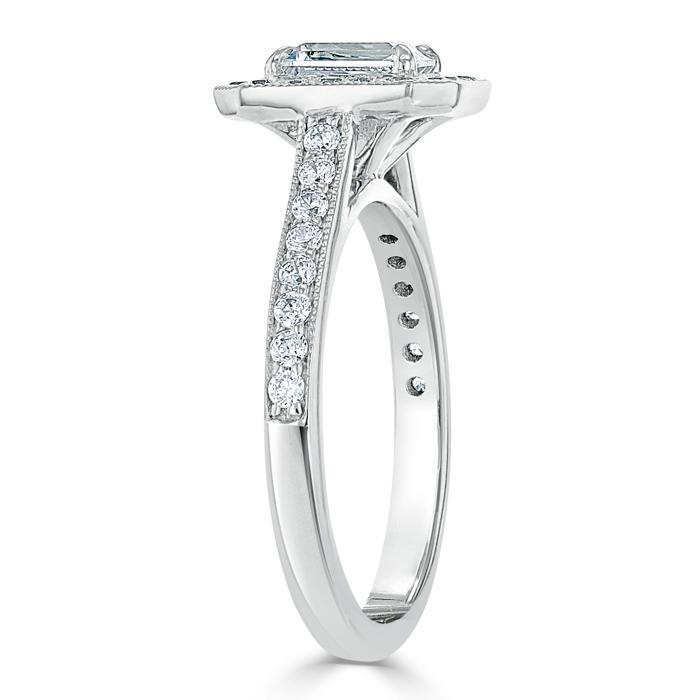 The Aurora — Emerald Lab Diamond Halo Engagement Ring V