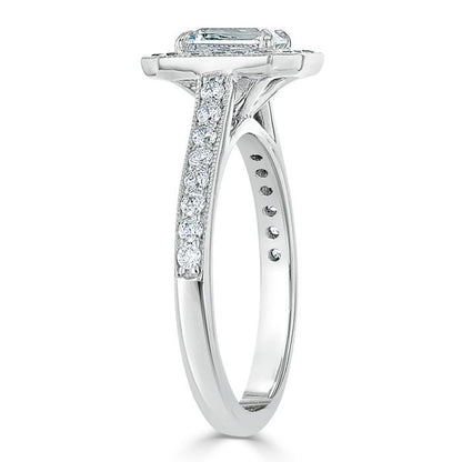 The Aurora — Emerald Lab Diamond Halo Engagement Ring V