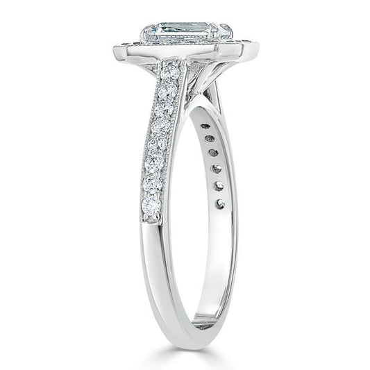 The Aurora — Emerald Lab Diamond Halo Engagement Ring V