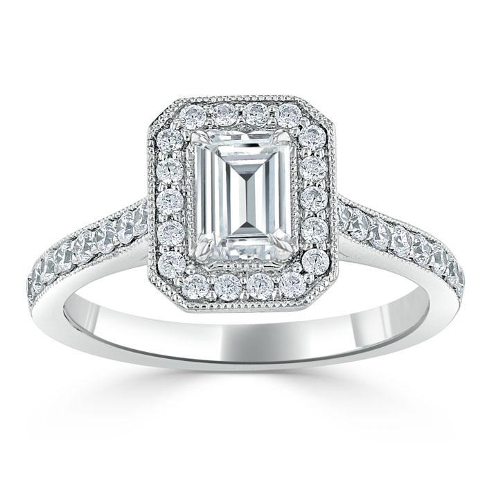 The Aurora — Emerald Lab Diamond Halo Engagement Ring V