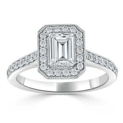 The Aurora — Emerald Lab Diamond Halo Engagement Ring V