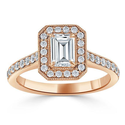 The Aurora — Emerald Lab Diamond Halo Engagement Ring V