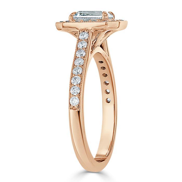 The Aurora — Emerald Lab Diamond Halo Engagement Ring V