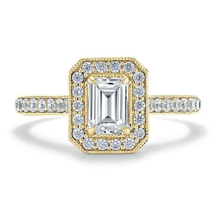 The Aurora — Emerald Lab Diamond Halo Engagement Ring V