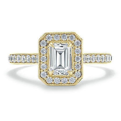 The Aurora — Emerald Lab Diamond Halo Engagement Ring V
