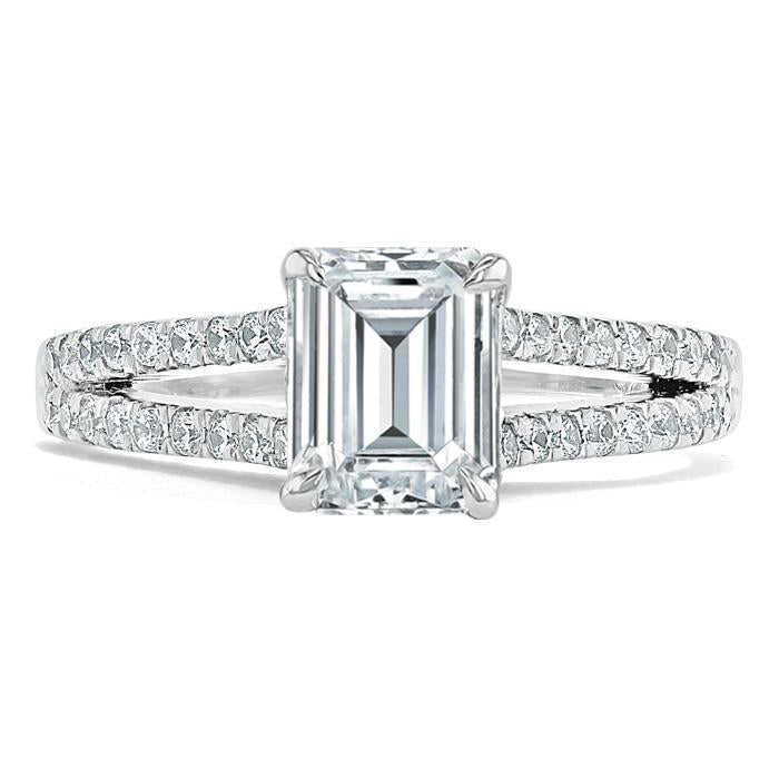 The Olivia — Emerald Lab Diamond Split-Shank Solitaire Engagement Ring III