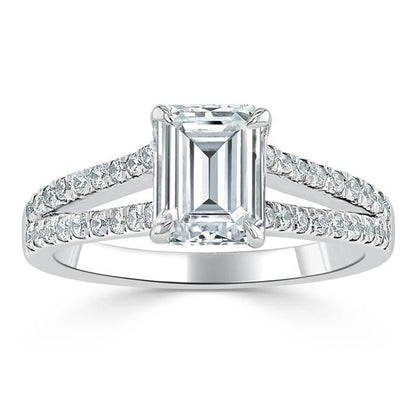 The Olivia — Emerald Lab Diamond Split-Shank Solitaire Engagement Ring III