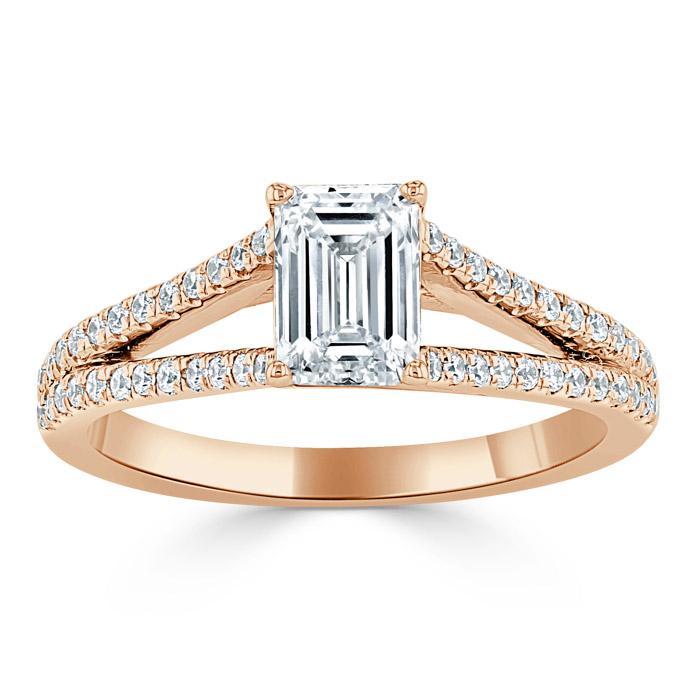 The Olivia — Emerald Lab Diamond Split-Shank Solitaire Engagement Ring III