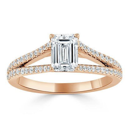 The Olivia — Emerald Lab Diamond Split-Shank Solitaire Engagement Ring III