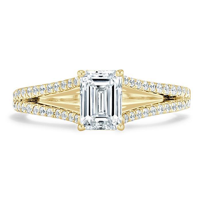 The Olivia — Emerald Lab Diamond Split-Shank Solitaire Engagement Ring III