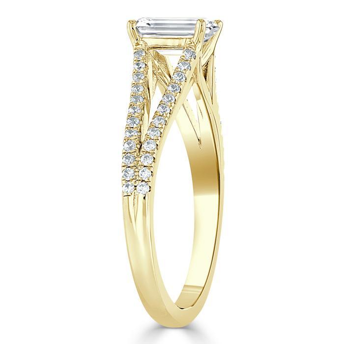 The Olivia — Emerald Lab Diamond Split-Shank Solitaire Engagement Ring III