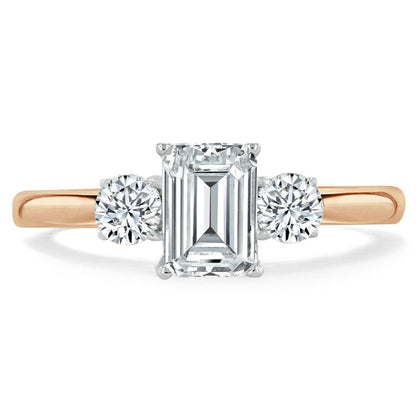The Violet — Emerald Lab Diamond 3-Stone Engagement Ring II