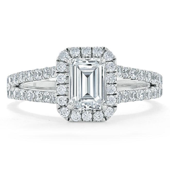 The Olivia — Emerald Lab Diamond Split-Shank Halo Engagement Ring