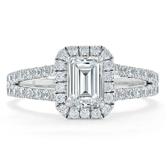 The Olivia — Emerald Lab Diamond Split-Shank Halo Engagement Ring