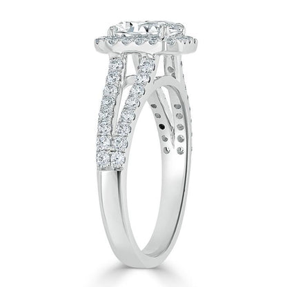 The Olivia — Emerald Lab Diamond Split-Shank Halo Engagement Ring