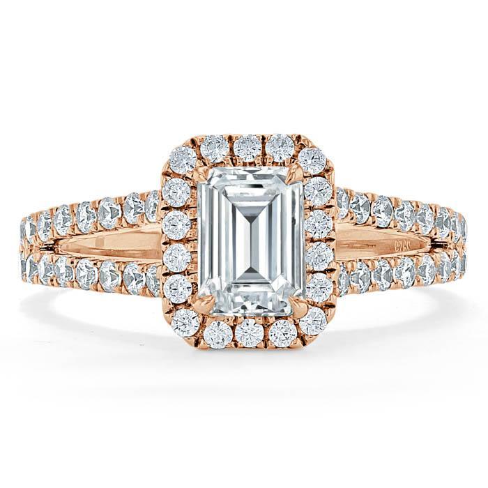 The Olivia — Emerald Lab Diamond Split-Shank Halo Engagement Ring