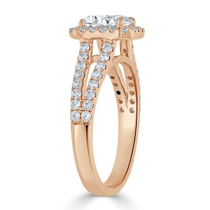 The Olivia — Emerald Lab Diamond Split-Shank Halo Engagement Ring